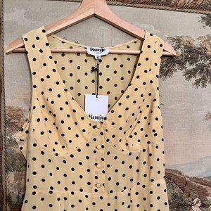 Rouje NEW WITH TAGS Naomi dress—pastel yellow black dots